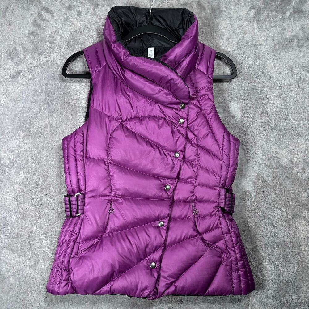Lululemon Women’s Size 8 Purple Black Reversible Goose Down Puffer Vest